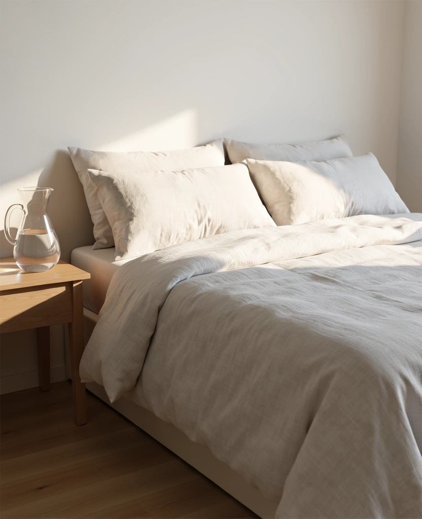 Minimalistinė miego aplinka